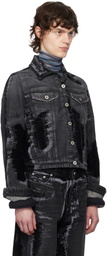 Jean Paul Gaultier Black 'The Flocked' Denim Jacket
