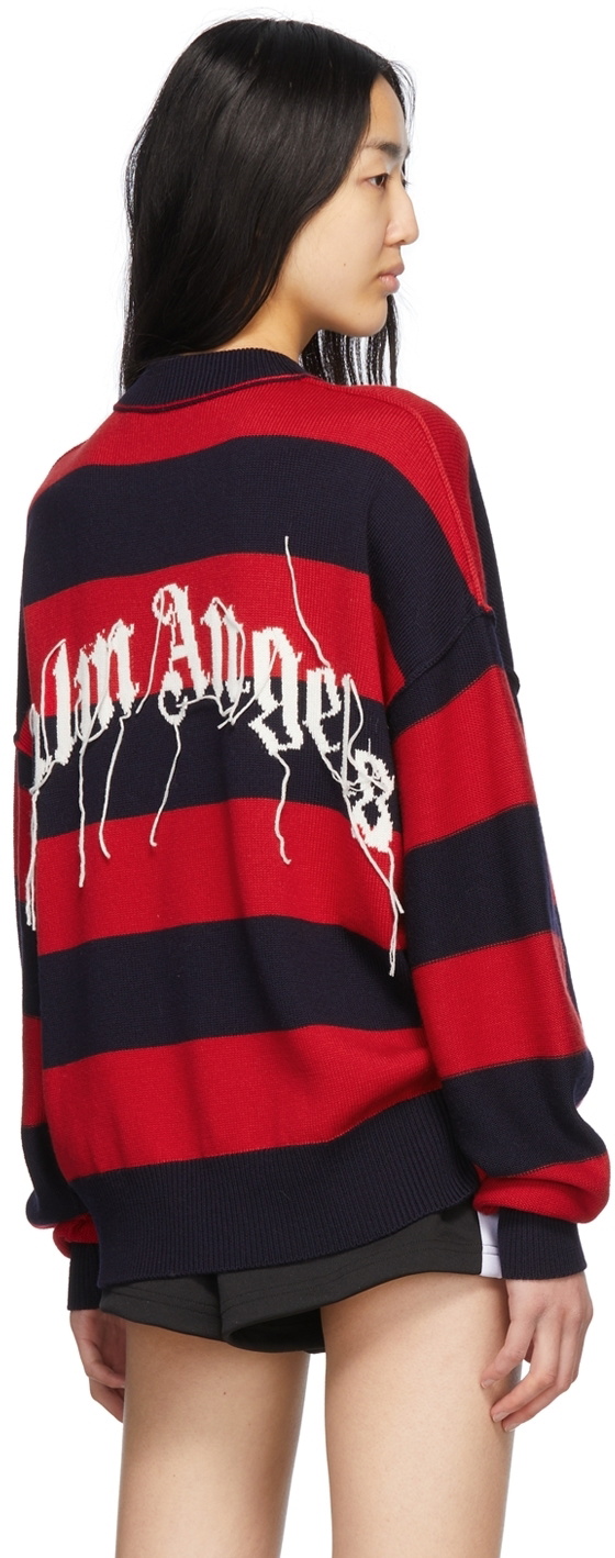 Palm Angels Navy & Red Wool Sweater