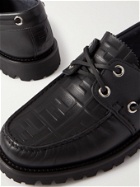FENDI - Logo-Debossed Leather Boat Shoes - Black - UK 6
