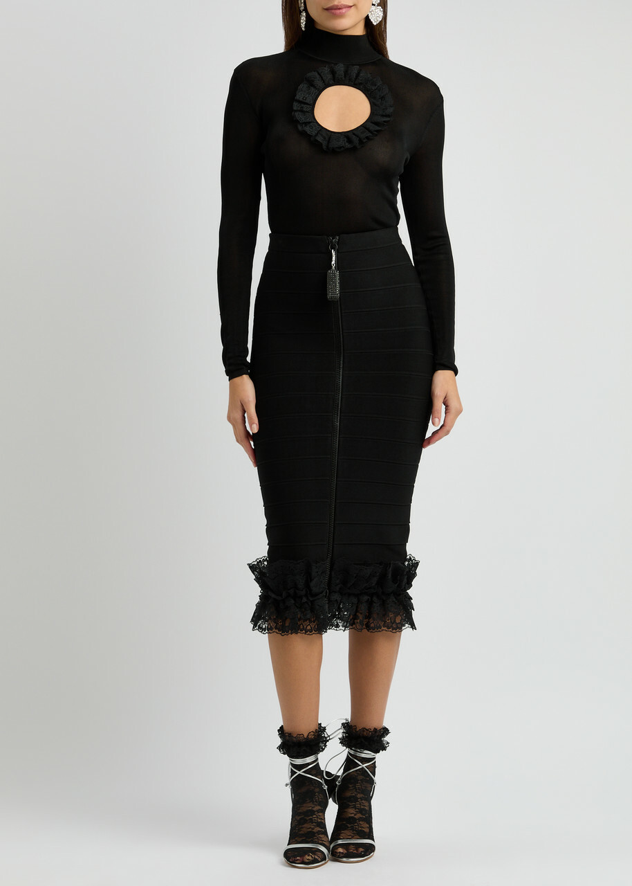 【送料&関税込】Self-portrait X Christopher Kane - Knitted M Self-portrait X Christopher Kane Cut-out Fine-knit Bodysuit