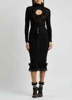 Self-portrait X Christopher Kane Cut-out Fine-knit Bodysuit Black