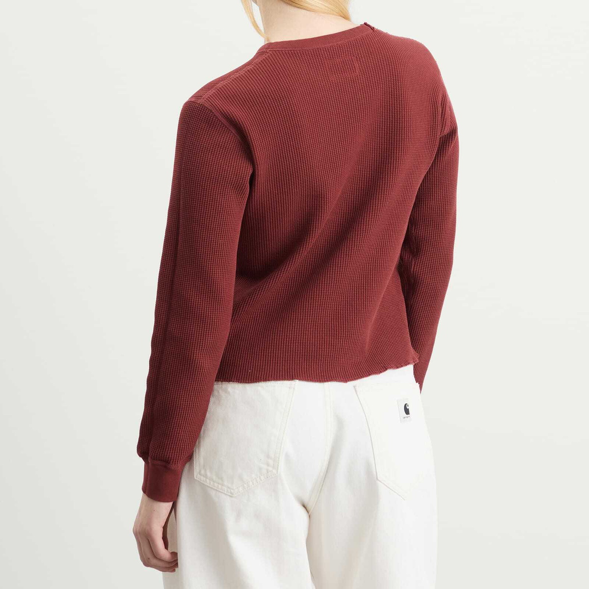 Aries Women's Reversible Long Sleeve Baby Fit T-Shirt in Burgundy 