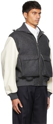 UNIFORME Grey Wool Loden Bomber Jacket