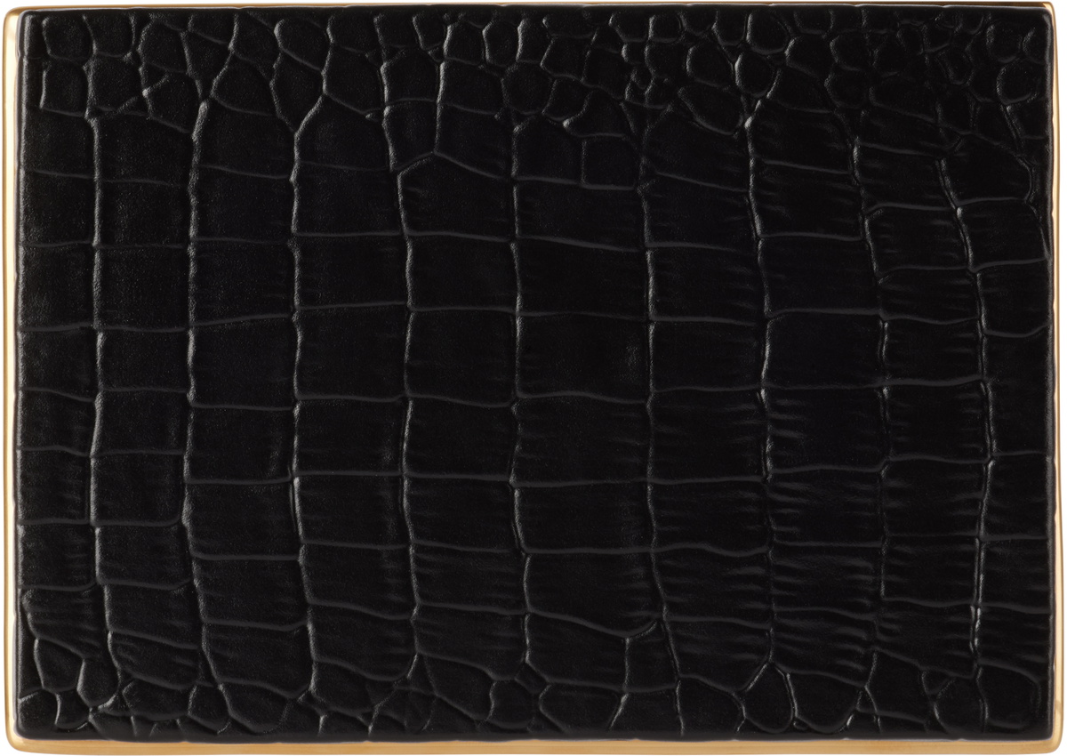 L'OBJET Black Crocodile Playing Cards & Case Set