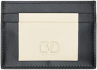 Valentino Garavani Black & Off-White VLogo Card Holder