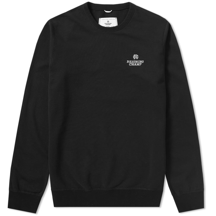 Photo: Reigning Champ Embroidered Logo Crew Sweat Black