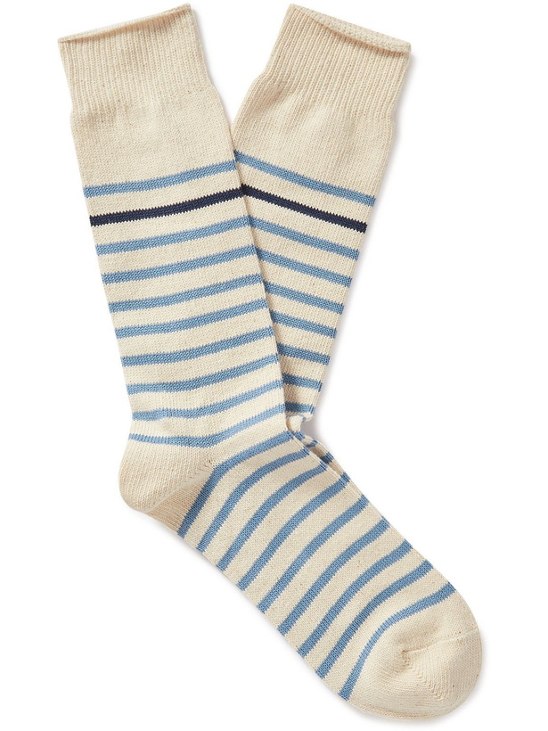 Photo: Anonymous ism - Striped Recycled Cotton-Blend Socks