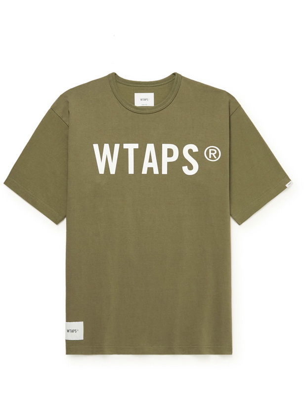Photo: WTAPS - Banner Logo-Print Cotton-Jersey T-Shirt - Green