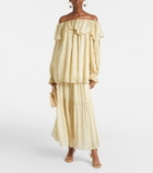 Xu Zhi Ruffled striped silk-blend top