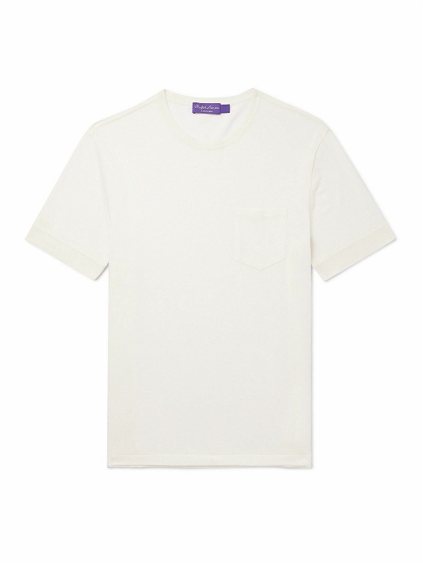 Photo: Ralph Lauren Purple label - Cotton, Silk and Linen-Blend Piqué T-Shirt - White