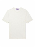 Ralph Lauren Purple label - Cotton, Silk and Linen-Blend Piqué T-Shirt - White