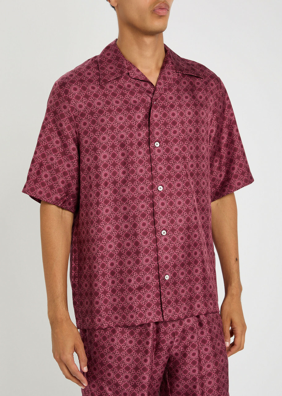 Amiri MA Quad Logo-monogrammed Silk Shirt Dark Red