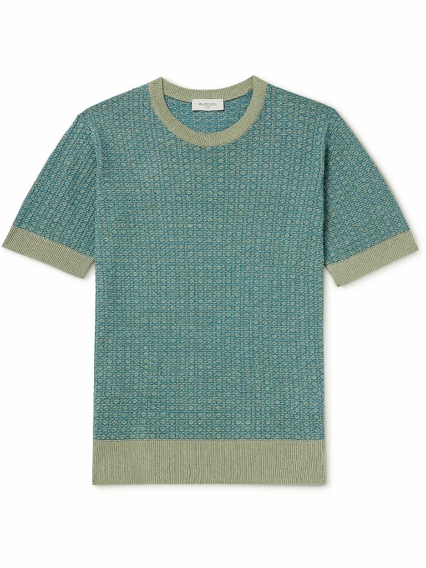 Photo: PIACENZA 1733 - Jacquard-Knit Silk and Linen-Blend T-Shirt - Green