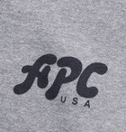 A.P.C. - Michel Logo-Print Loopback Cotton-Blend Jersey Hoodie - Men - Gray