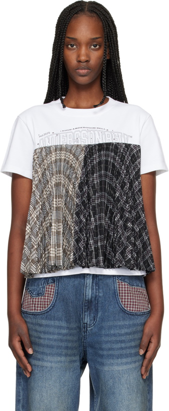 Photo: Andersson Bell SSENSE Exclusive White Studded Pleats Hybrid T-shirt
