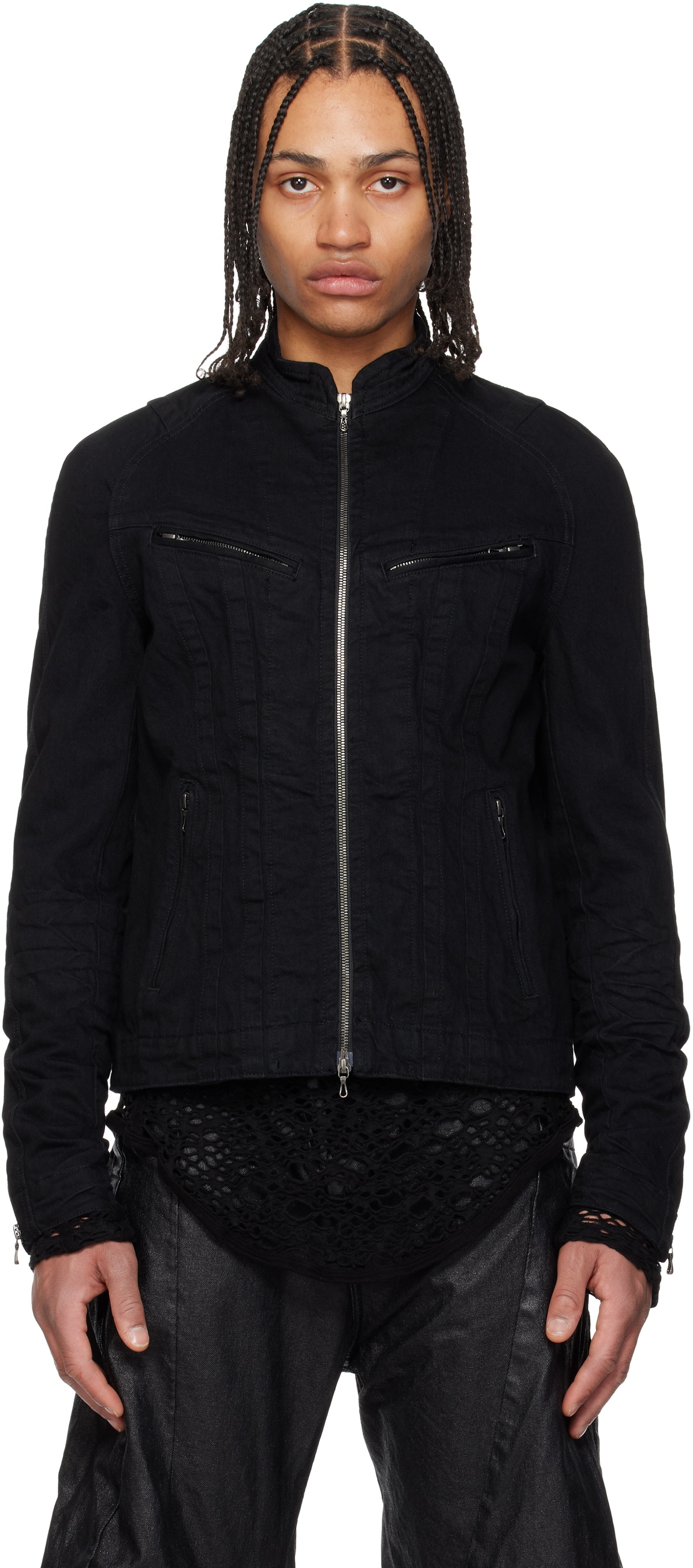 Julius Black Seamed Riders Denim Jacket Julius