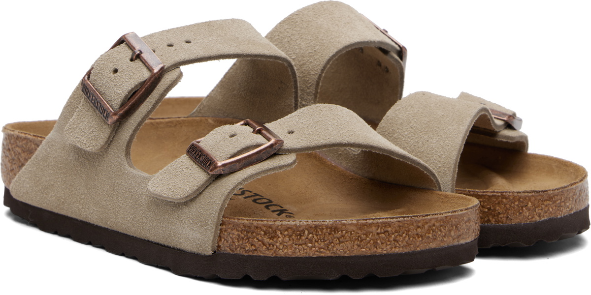 Birkenstock Taupe Regular Arizona Suede Leather Sandals