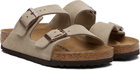 Birkenstock Taupe Regular Arizona Suede Leather Sandals