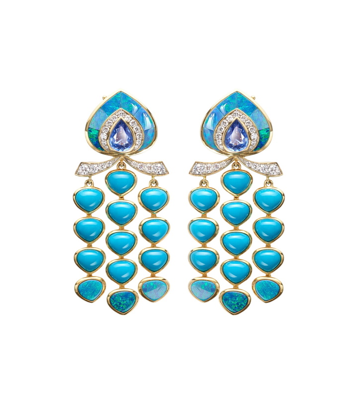 Photo: Marina B Fabiola 18kt gold drop earrings with gemstones