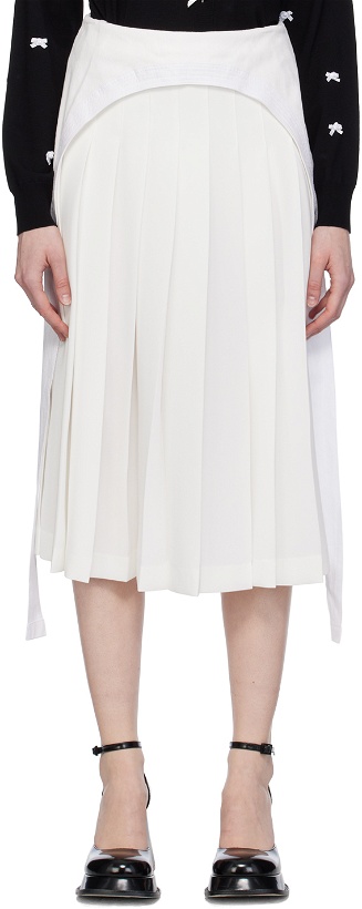 Photo: Pushbutton White Pleated Midi Skirt