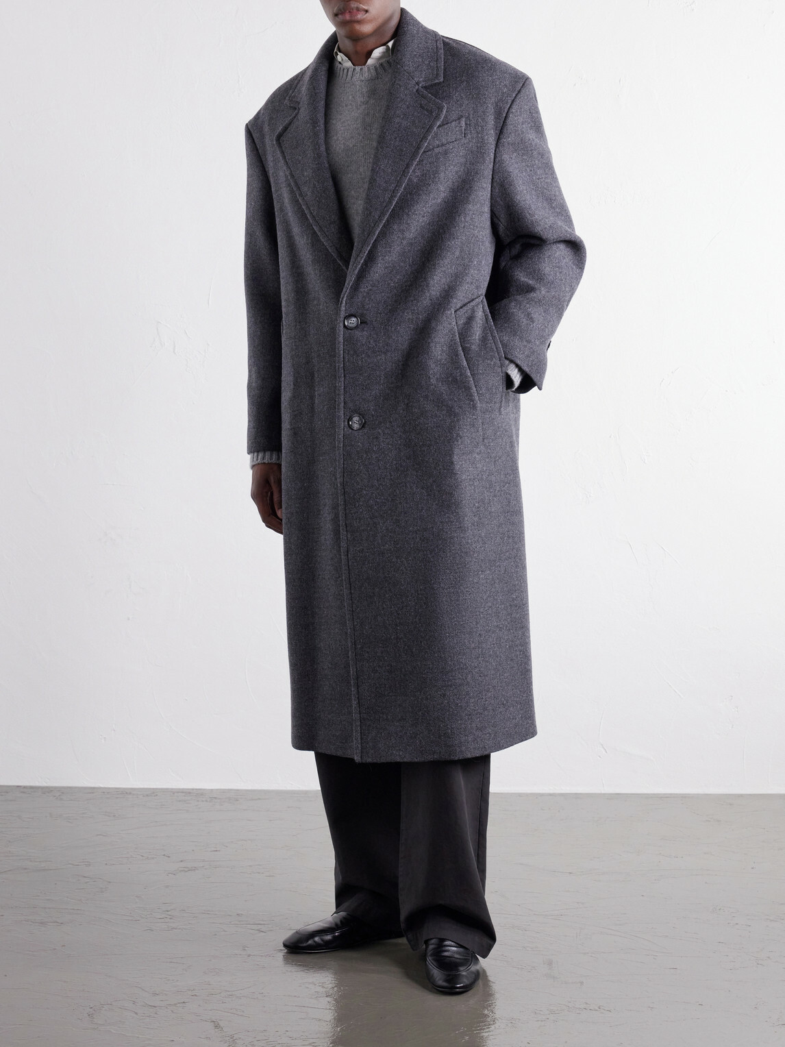 AMI PARIS - Boiled Virgin Wool-Gabardine Coat - Gray
