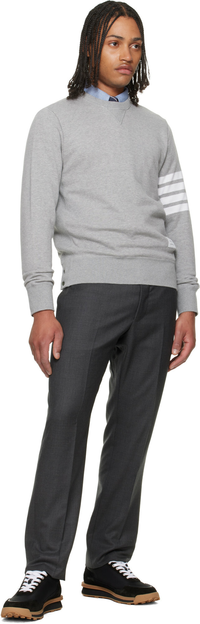 Thom Browne Gray Classic Loopback 4-Bar Sweatshirt