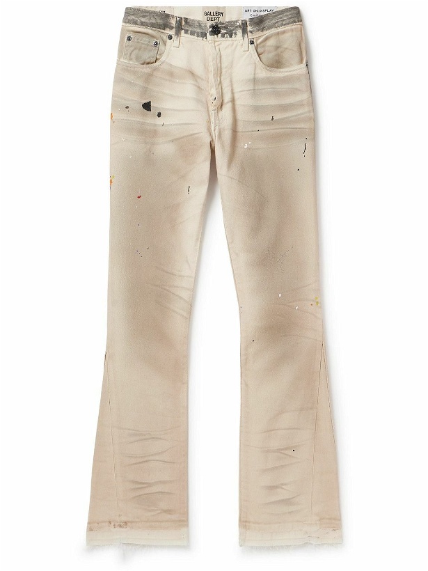 Photo: Gallery Dept. - Hollywood Flared Distressed Paint-Splattered Jeans - Neutrals