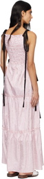 GANNI Pink Shibori Pleat Smock Maxi Dress