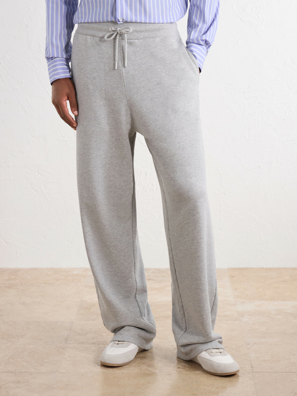 AMI PARIS - Straight-Leg Cotton-Blend Jersey Sweatpants - Gray