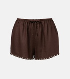 Staud Paddle embellished linen shorts
