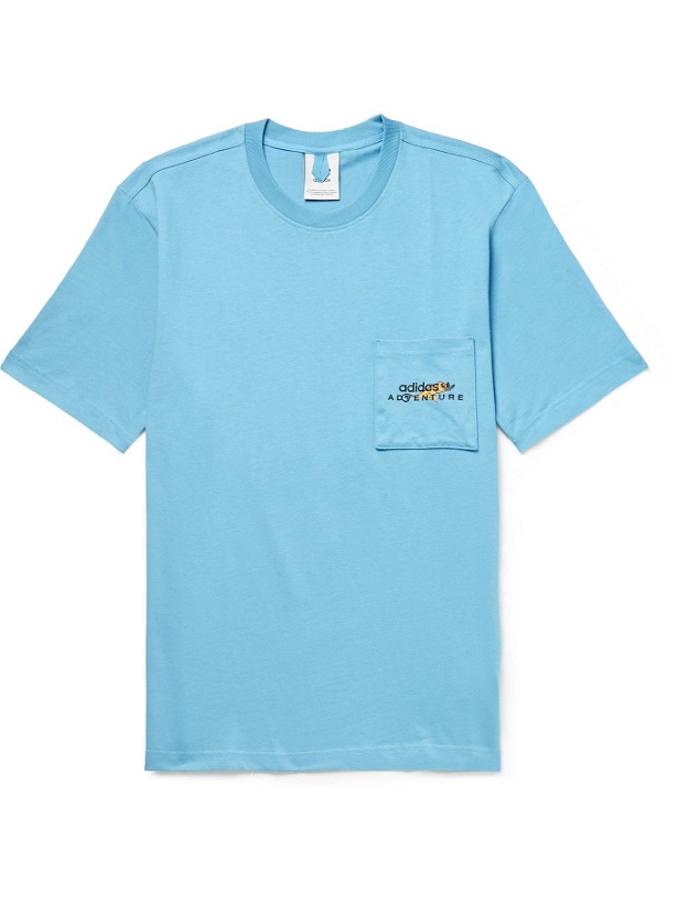 Photo: ADIDAS ORIGINALS - Adventure Logo-Print Cotton-Jersey T-Shirt - Blue