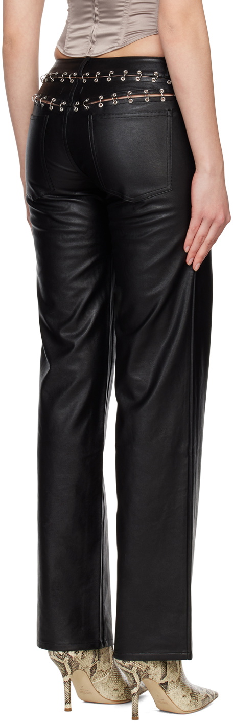 Ellie High Waisted Faux Leather Trousers in Black