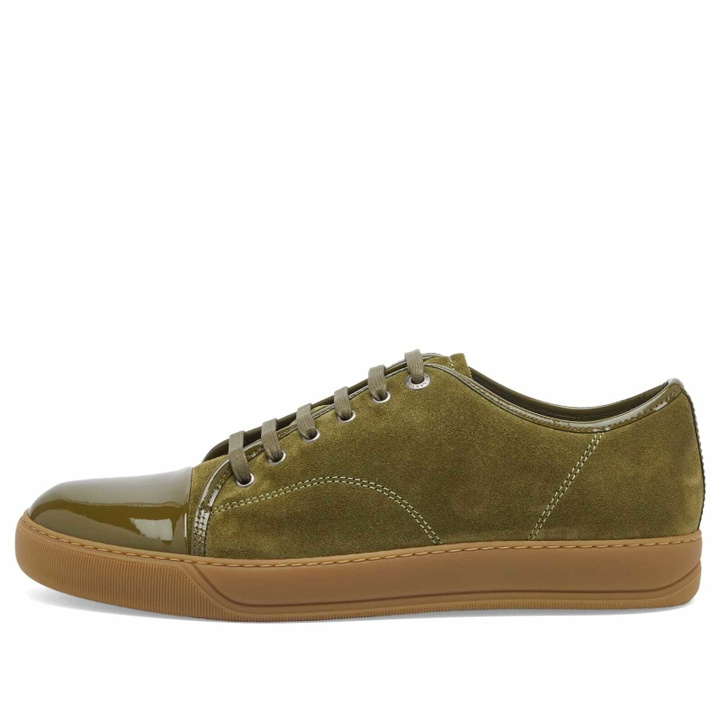 Photo: Lanvin Men's DBB1 High Shine Toe Cap Sneaker in Khaki