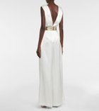 Costarellos Keaton belted satin jumpsuit