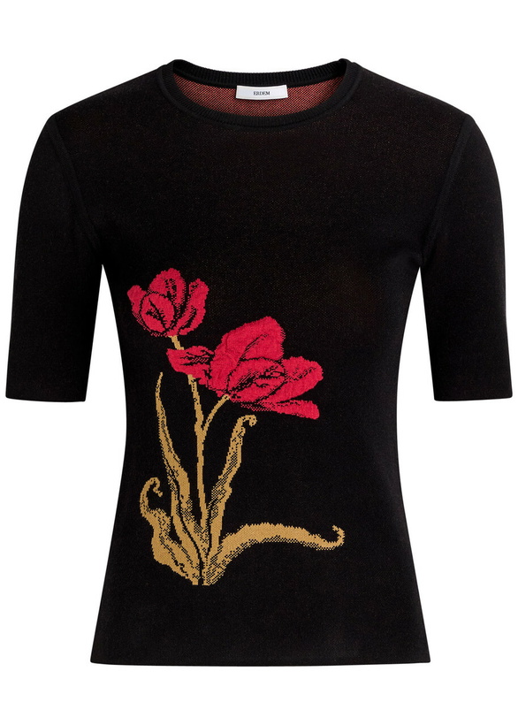 Photo: Erdem Floral-intarsia Knit T-shirt Black
