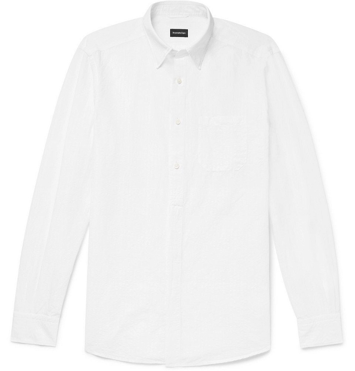 Photo: Ermenegildo Zegna - Striped Cotton and Linen-Blend Shirt - Men - White