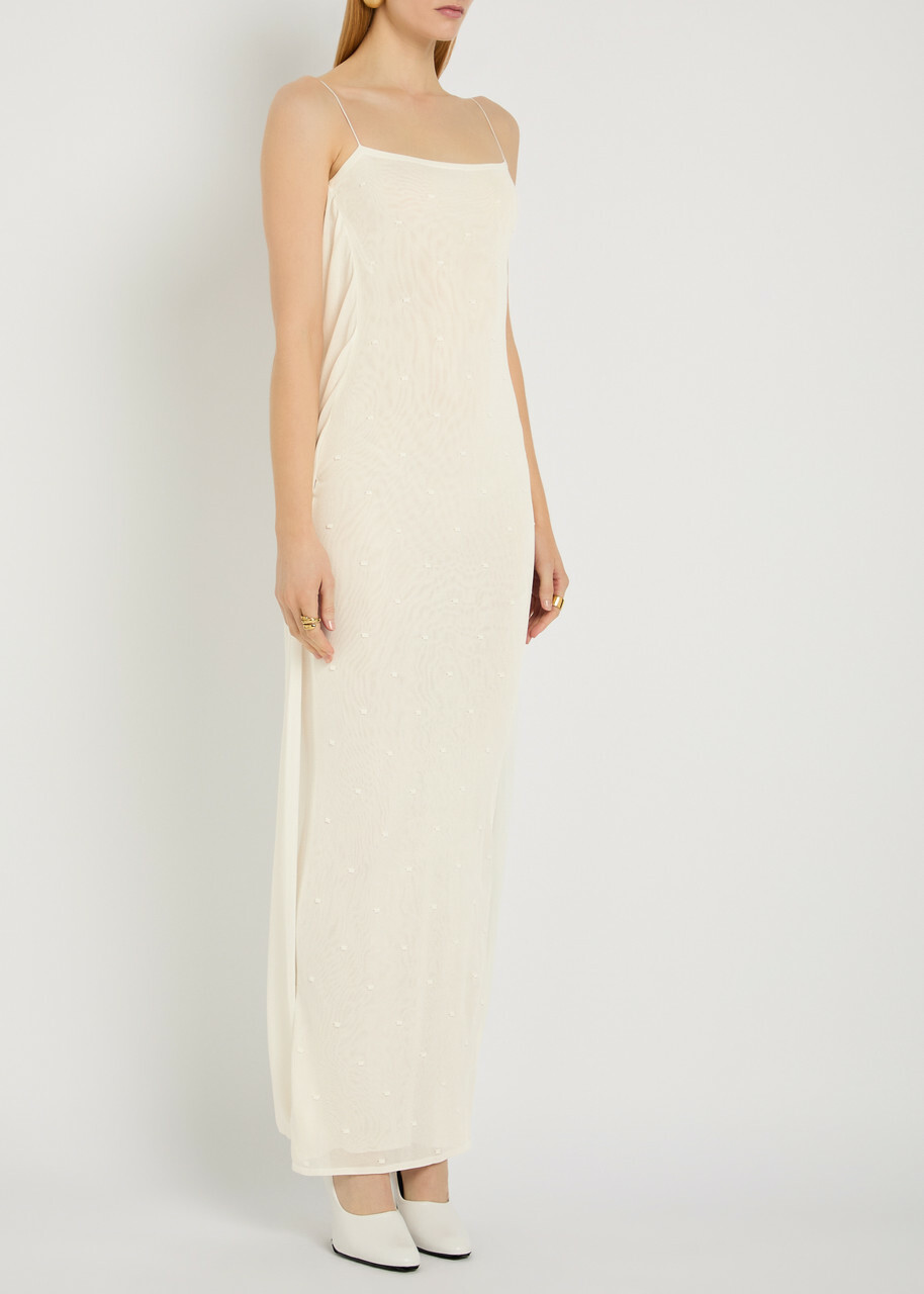Jacquemus La Robe Maille Plumetis Mesh Maxi Dress Off White