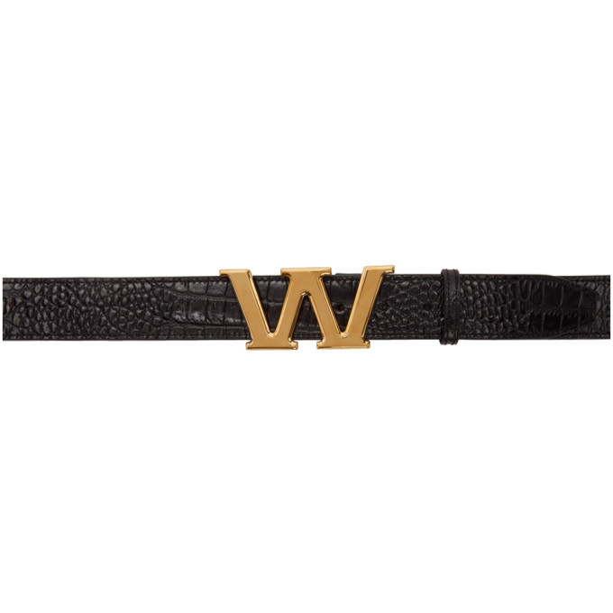 Alexander Wang Gold and Black Belt Alexander Wang Black Leather Belt with Gold Tone  main image 4