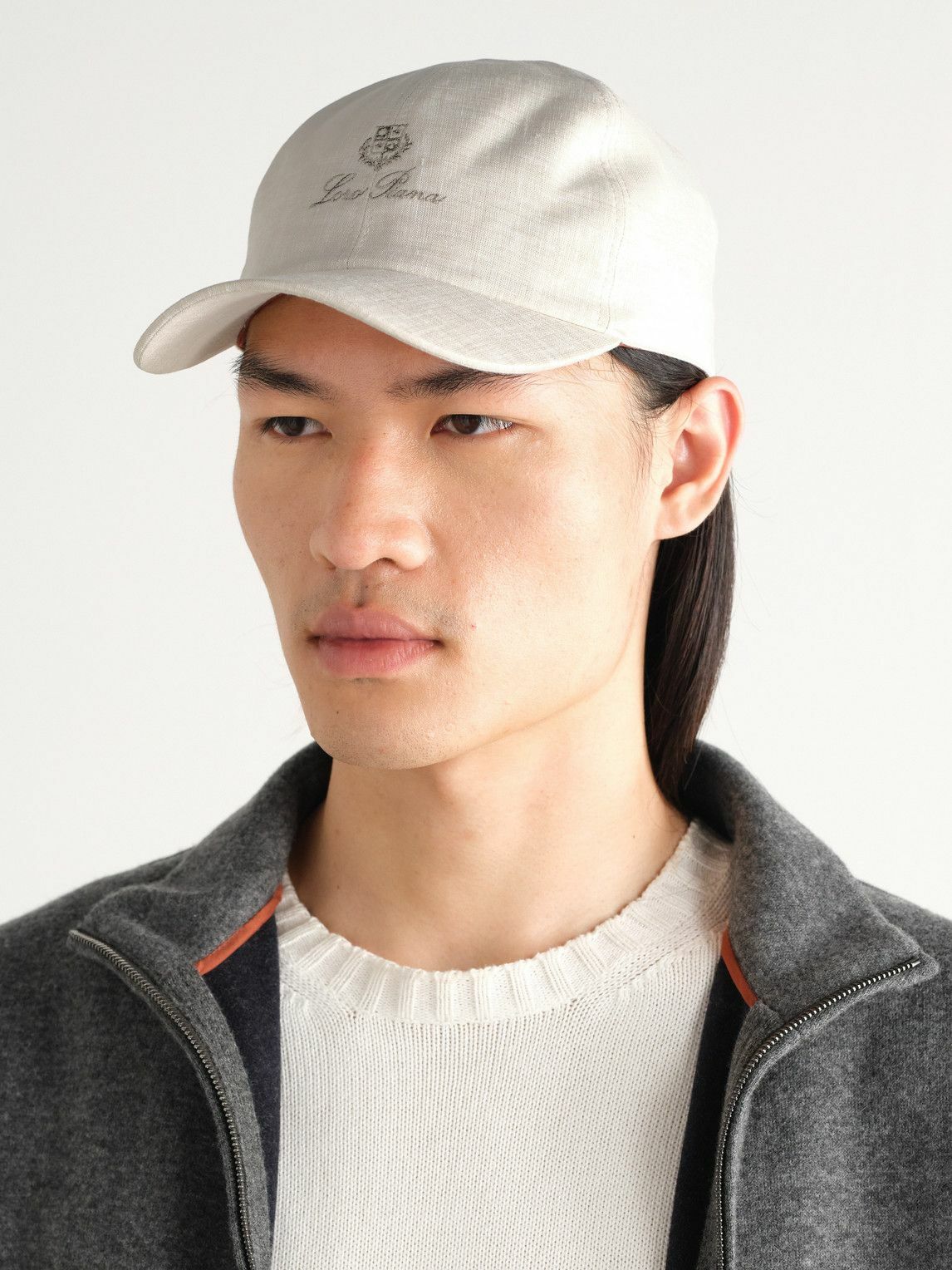 Loro Piana - Logo-Embroidered Linen Baseball Cap - Gray
