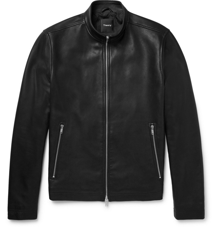 Photo: Theory - Morvek Café Racer Leather Jacket - Black