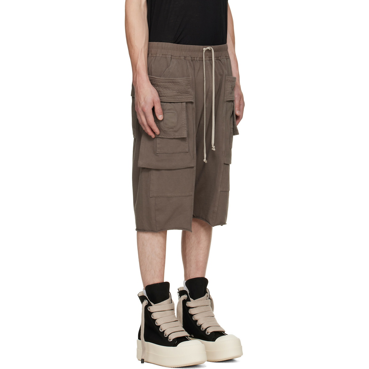 Rick Owens DRKSHDW Taupe Tower Creatch Cargo Pods Shorts