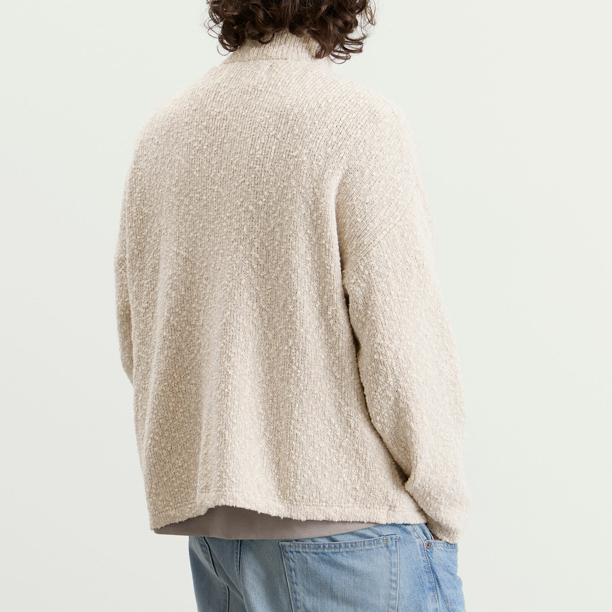 Picante Men's Boucle Funnel Zip Through Knit in Grey