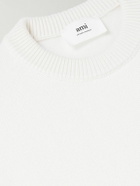 AMI PARIS - Logo-Intarsia Virgin Wool Sweater - White