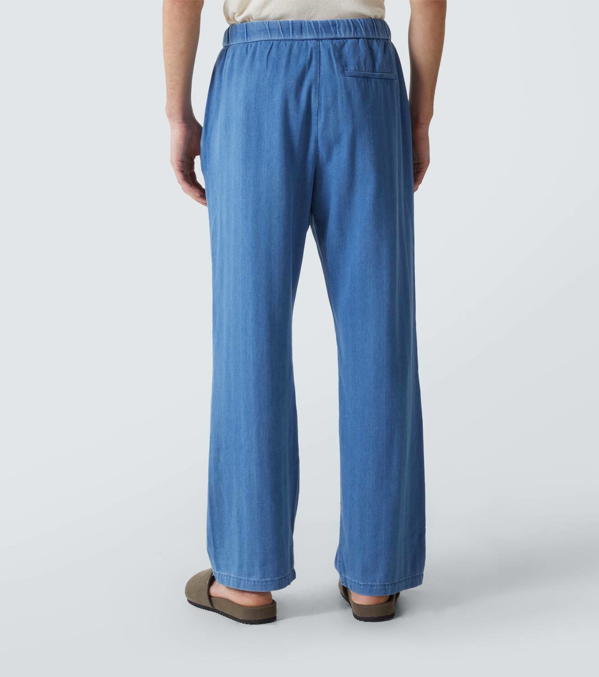 Frescobol Carioca Rocha herringbone cotton twill wide-leg pants