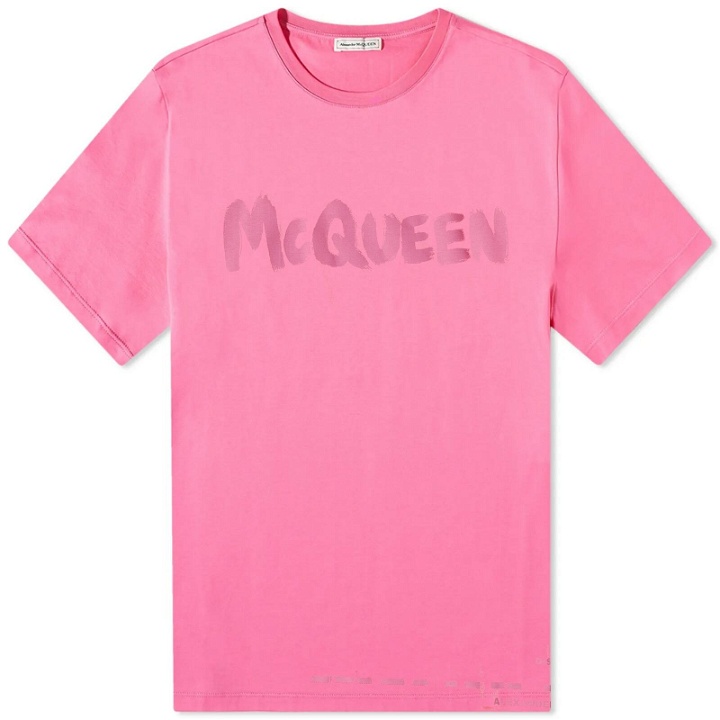 Photo: Alexander McQueen Men's Graffiti Logo T-Shirt in Sugar Pink/Mix