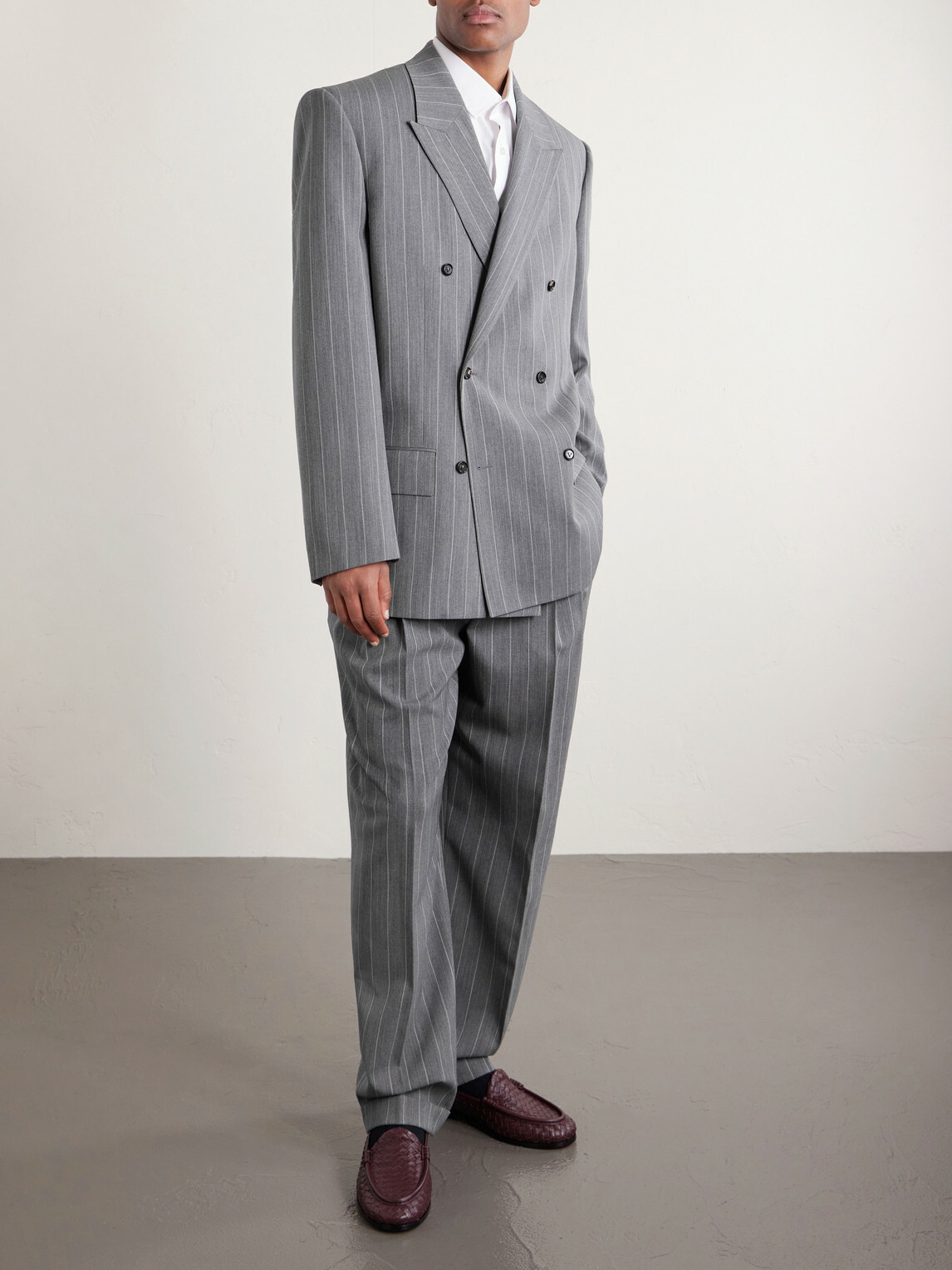 Bottega Veneta - Pinstriped Wool Blazer - Gray