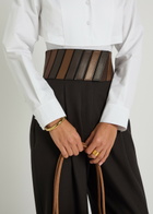 Alaïa Panelled Belted Wool Trousers Dark Brown