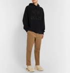 Gucci - Logo-Embroidered Loopback Cotton-Jersey Hoodie - Black