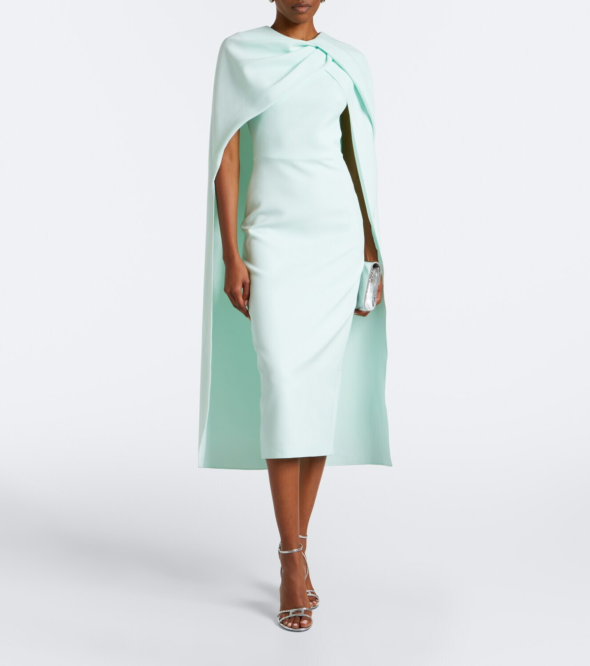 Safiyaa Oria caped crêpe midi dress