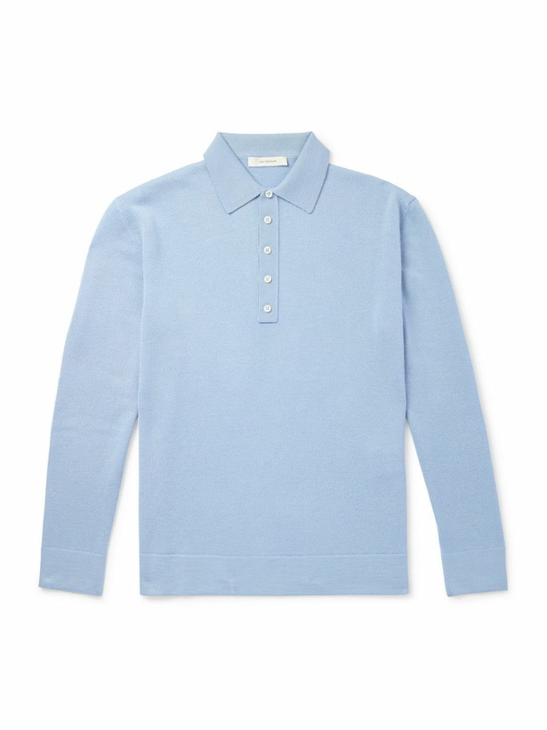 Photo: UMIT BENAN - Sunset Slim-Fit Cashmere and Silk-Blend Polo Shirt - Blue